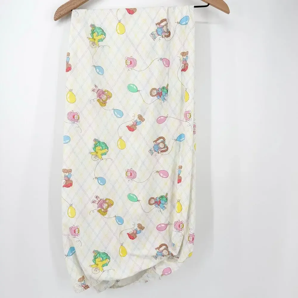 Vintage 1983 Cabbage Patch Kids Twin Fitted Sheet Balloon Print Craft Fabric